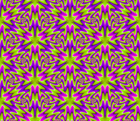 Green, pink and purple wrapping paper. Optical illusion of movement. Seamless pattern.