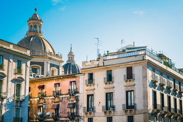 Antique building view in Old Town Catania, Italy