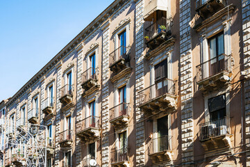 Antique building view in Old Town Catania, Italy