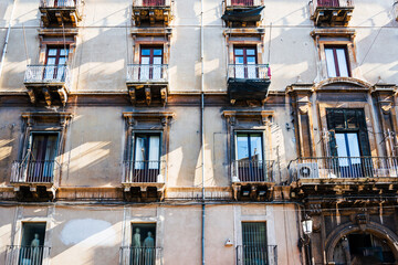 Antique building view in Old Town Catania, Italy