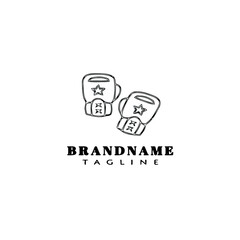 boxing glove cartoon logo icon design template black vector illustration