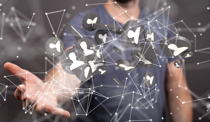 Concept of Network, internet communication. 3d illustration