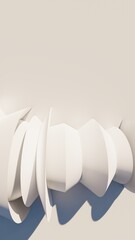 Abstract white background curve pattern in design 3d render