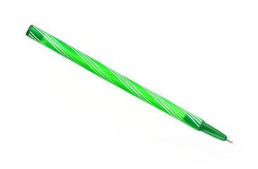 Green ball pen without a cap isolated on white background