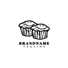 bread cartoon logo icon design template black isolated cute illustration