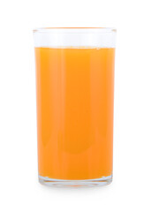 glass of orange juice on white background