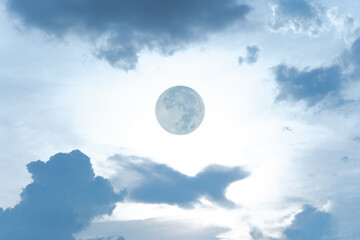 Naklejka na ściany i meble Full moon on the sky with cloud.