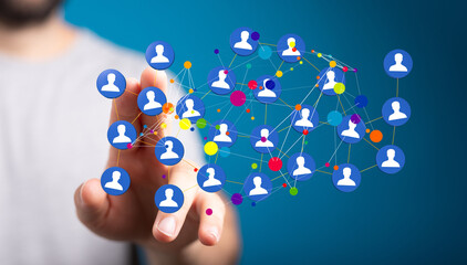 Neural network concept. Connected cells with links.