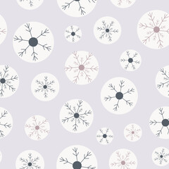Vector Snowflakes polka dots seamless pattern background perfect for Christmas fabric, apparel, gift wrap, scrapbooking, wallpaper, web and graphic projects.
