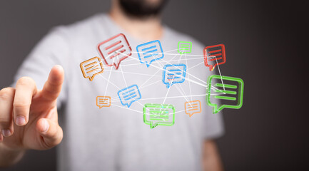 express envelope and parcel abstract technology background. Business quantum internet network...