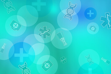 2d illustration medical health care symbols futuristic background
