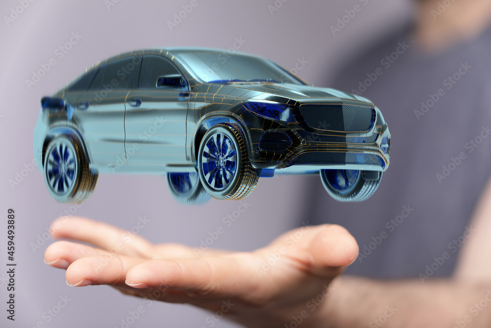 Poster iot smart automotive driverless car with artificial