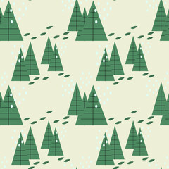 winter seamless pattern flat color