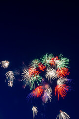 Fireworks display, shell of shells, long exposure, vertical format
