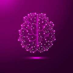 The brain is composed of points, lines and triangles. The polygon shape in the form of artificial intelligence . Vector illustration. Graphic concept of the brain