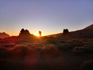 sunset over the volcanic stones in Teide Tenerife