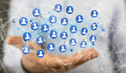 videoconference group of people talking in social network business