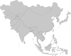 Gray Map of Asia with countries