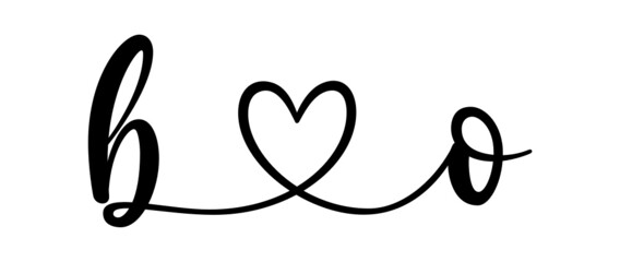 bo, ob, letters with heart Monogram, monogram wedding logo. Love icon, couples Initials, lower case, connecting HEART, home decor,