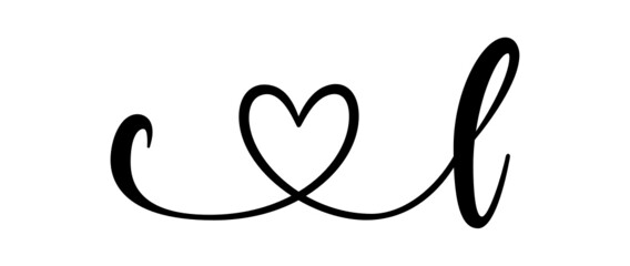 cl, lc, letters with heart Monogram, monogram wedding logo. Love icon, couples Initials, lower case, connecting HEART, home decor,
