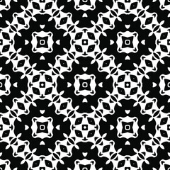  Flower geometric pattern. Seamless vector background. White and black ornament. Ornament for fabric, wallpaper, packaging. Decorative print.