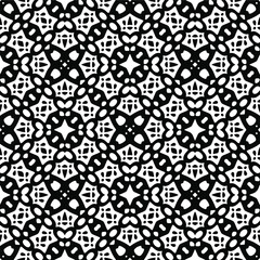 Flower geometric pattern. Seamless vector background. White and black ornament. Ornament for fabric, wallpaper, packaging. Decorative print.