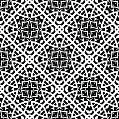 Flower geometric pattern. Seamless vector background. White and black ornament. Ornament for fabric, wallpaper, packaging. Decorative print.