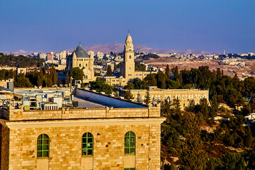 view of the city of Jerusalem from the tower of YMCA Jerusalem, Israel