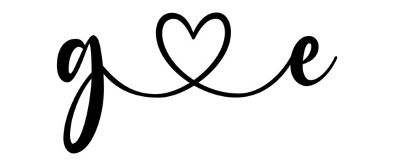 ge, eg, letters with heart Monogram, monogram wedding logo. Love icon, couples Initials, lower case, connecting HEART, home decor,