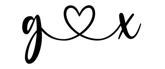 gx, xg, letters with heart Monogram, monogram wedding logo. Love icon, couples Initials, lower case, connecting HEART, home decor,
