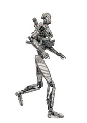 mega drone soldier robot is running