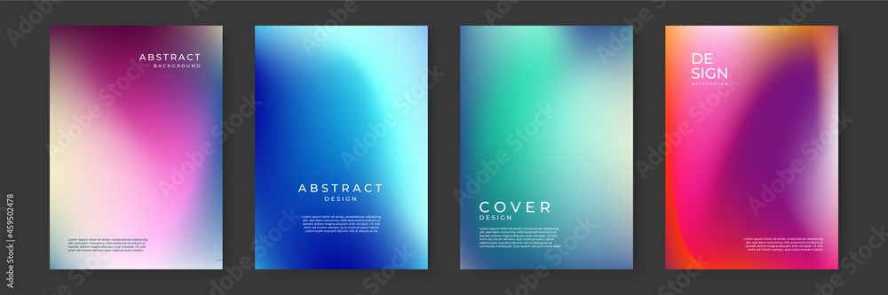 Poster bright color background with mesh gradient texture for minimal dynamic cover design. blue, pink, red