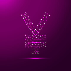 Yuan low poly sign. Polygonal China money symbol. Lines, dots, polygons