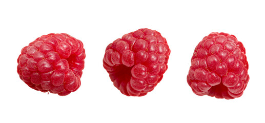 Raspberry isolated on white background, Set.