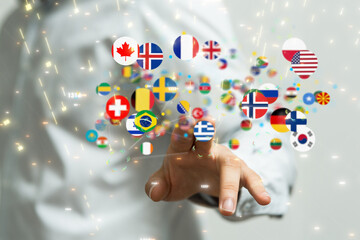 Global communication, international messaging and translation concept