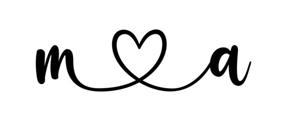 ma, am, letters with heart Monogram, monogram wedding logo. Love icon, couples Initials, lower case, connecting HEART, home decor,