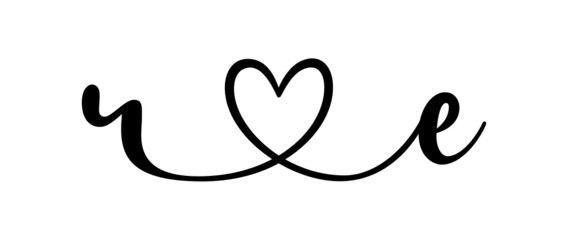 re, er, letters with heart Monogram, monogram wedding logo. Love icon, couples Initials, lower case, connecting HEART, home decor,