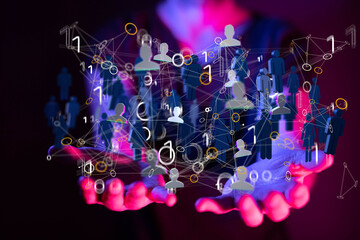 Abstract network of physical devices on the Internet using a network connection with statistics...
