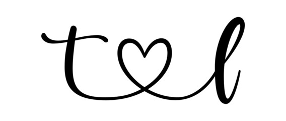 tl, lt, letters with heart Monogram, monogram wedding logo. Love icon, couples Initials, lower case, connecting HEART, home decor,