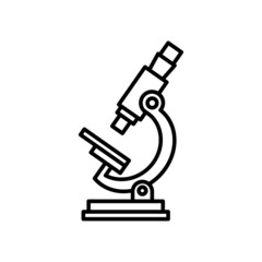 Microscope flat icon. Pictogram for web. Line stroke. Isolated on white background. Simple biology icons vector eps10