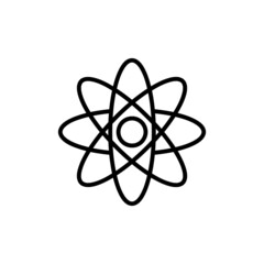 Molecule flat icon. Pictogram for web. Line stroke. Atom symbol isolated on white background. Vector eps10