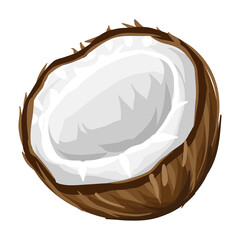 Stylized illustration of coconut. Image for design or decoration.