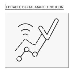  Online business grow line icon. Graph. Productivity and profitable startup. Digital marketing concept. Isolated vector illustration. Editable stroke