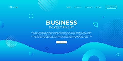 Abstract blue background for business landing page with modern shape and simple technology concept. Corporate web design landing page block vector illustration template.