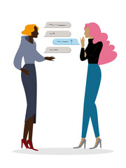 立って会話する女性二人のイラスト