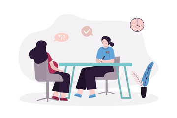 Woman at doctor for examination. Happy motherhood. Pregnant wife at female nurse's appointment. Mother waiting for baby. Lady wait for kid