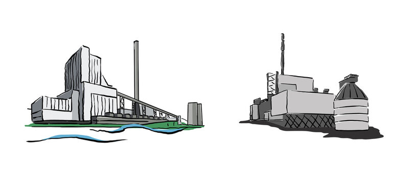 Industrie, Energie, Biomassewerk, GKM, Illustration