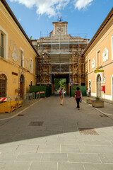 Reconstruction of buildings in Norcia after the 2016 earthquake, Umbria, Italy
