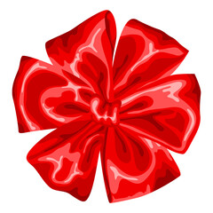 Stylized illustration of red bow. Image for design or decoration.