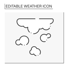 Smog line icon. Industrial plant emissions to the atmosphere.Meteorology. Air pollution. Greenhouse effect. Weather concept. Isolated vector illustration. Editable stroke